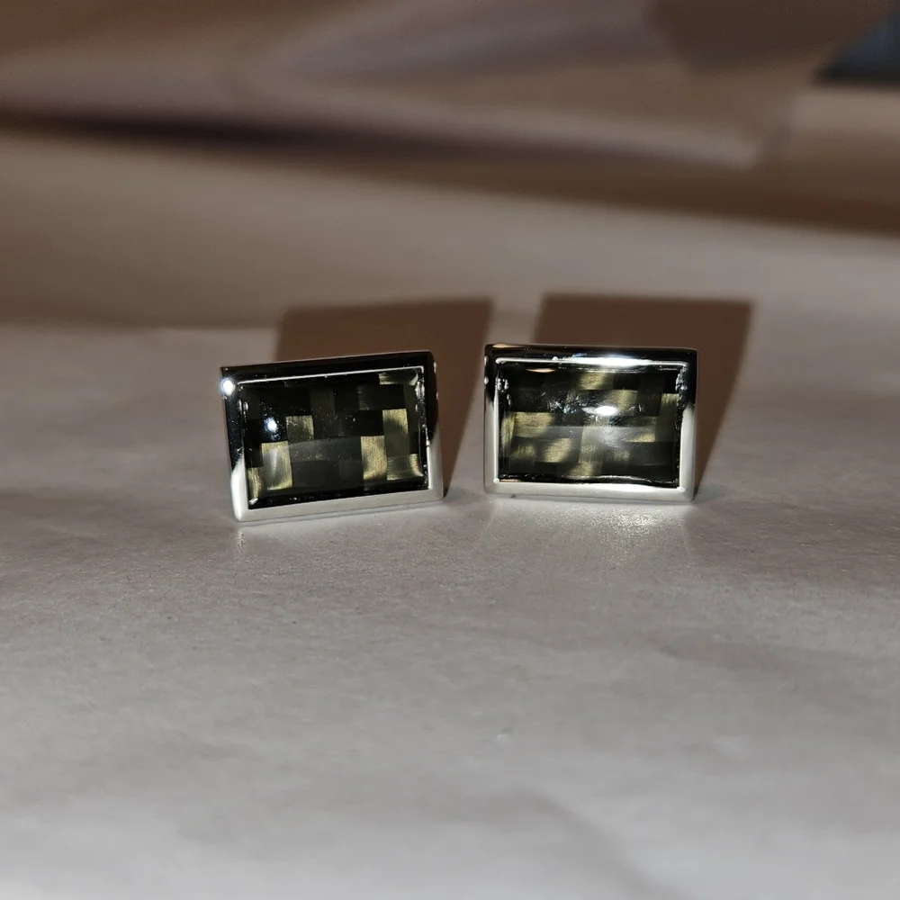 Apt. 9 Cuff Links Silvertone w Black Geometric Pattern Suit, Wed Tuxedo, Blouse